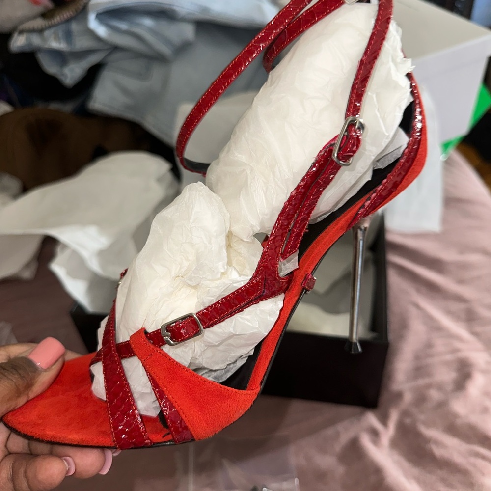Alexander Wang Kiley Calf/Snaker Emboss Heels 7.5